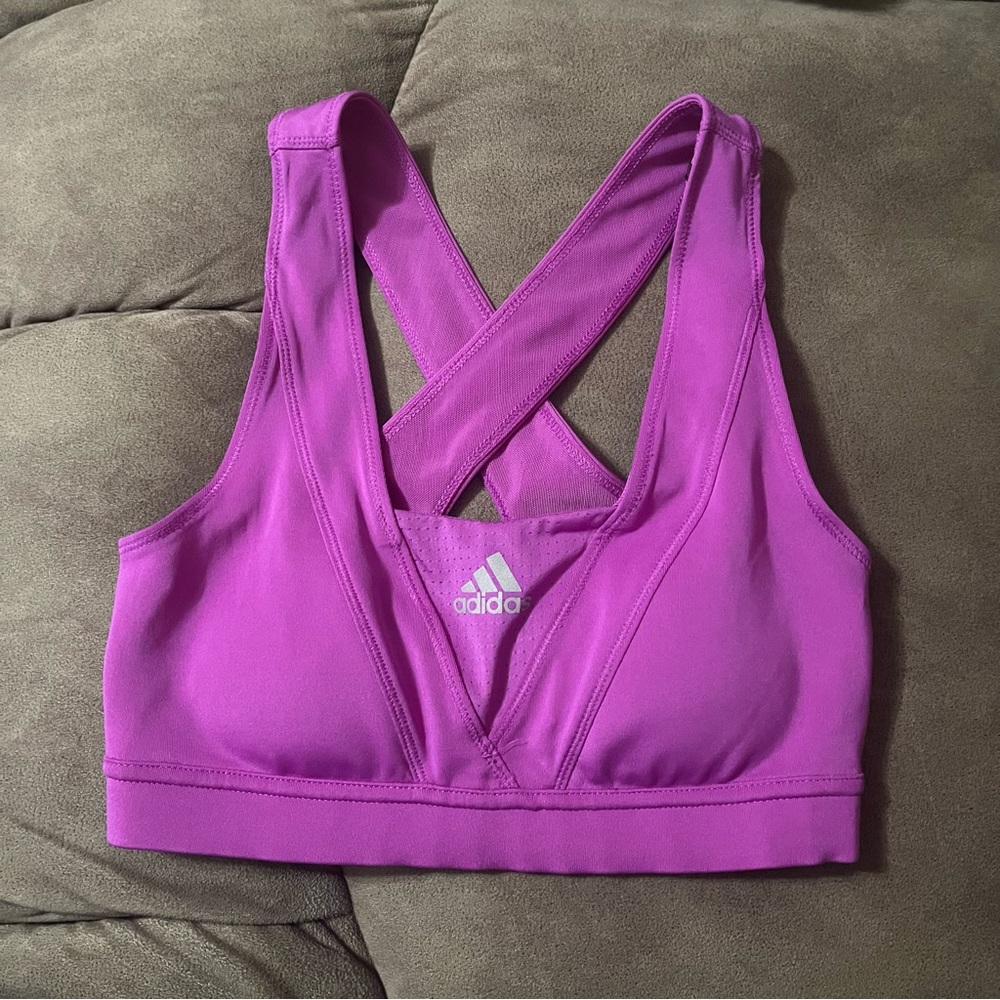 Adidas Supernova Racer Criss Cross Back Sports Bra Built-in Pads Purple XS EUC